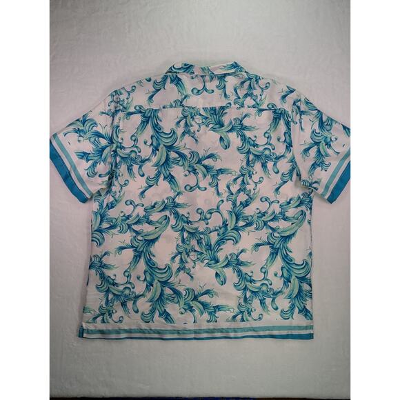 Cigar Couture 3XL Short Sleeve Button Up Baroque Syle Blue/Teal Moss - Picture 8 of 11